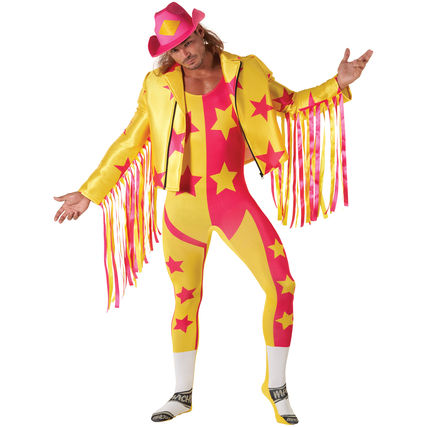 Mens Macho Man Randy Savage Yellow WWE Wrestler Costume